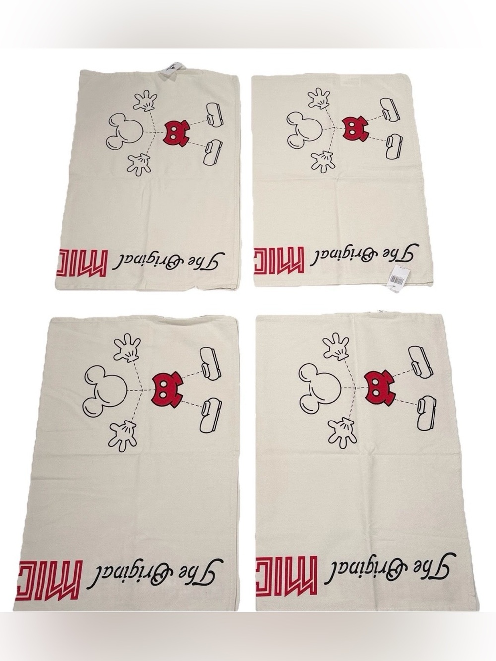 Disney Parks Mickey Mouse Kitchen Dish Towels White Red Cotton NWT Set of 4